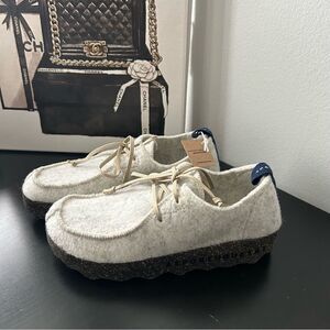 Asportuguesas Wool Cork Lace-up Shoes Off-White